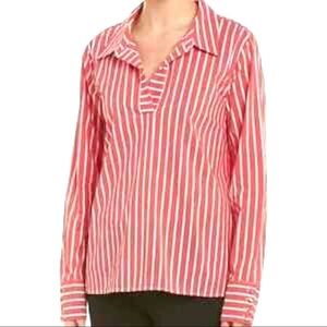 LAUNDRY BY SHELLI SEGAL POPLIN STRIPED BLOUSE